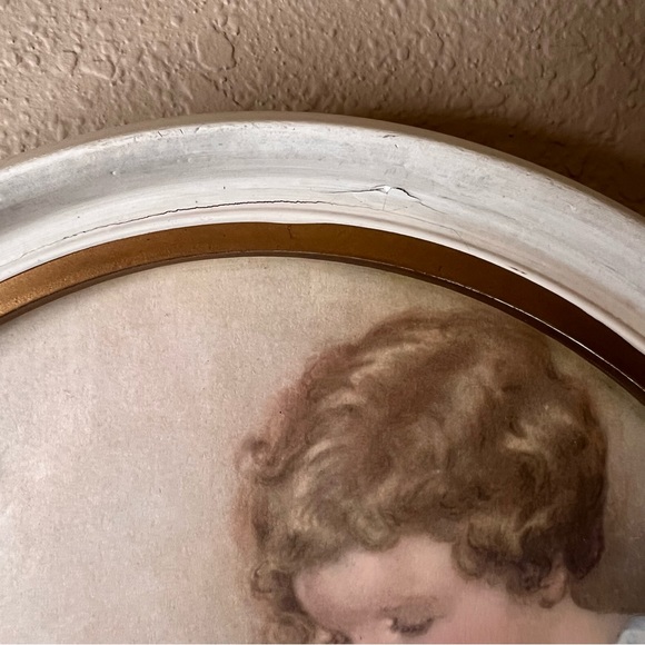 Vintage 1930’s Bessie Pease Gutmann ‘The Reward’ Oval Framed Litho of girl givin - Picture 5 of 8